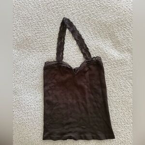 Free People Lace-Trim Brown Camisole Tank Top
